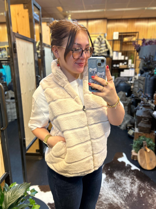 Teddy gilet off white