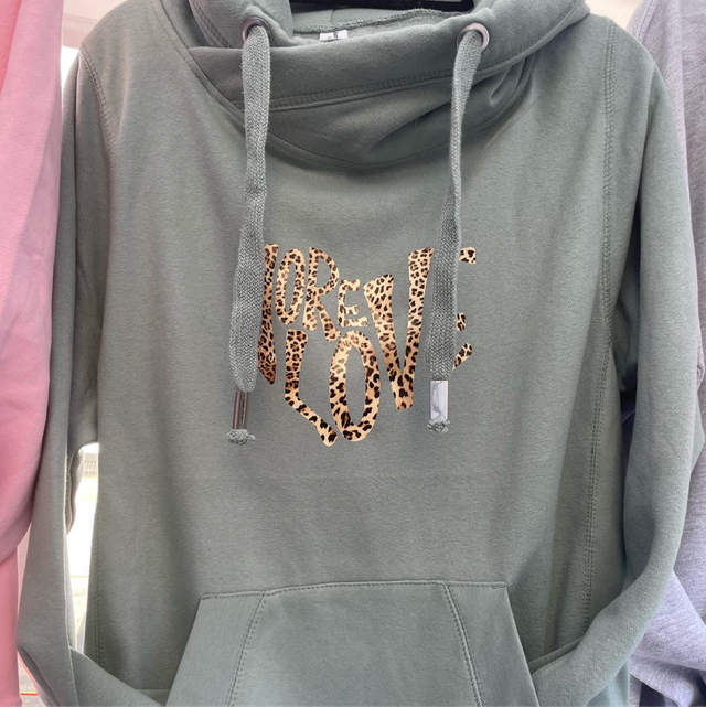 More Love Cross Neck Hoodie | Tambas Prints