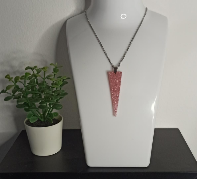 Pendentif rose pailleté CO007