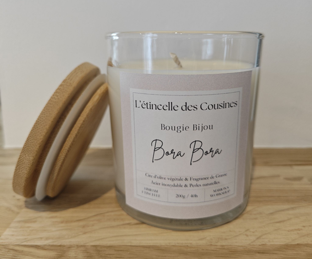 Bougie Bijou &quot;Bora Bora&quot; - L&#039;étincelle des Cousines (collaboration)
