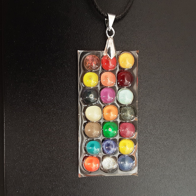 pendentif grand rectangle collection cabochon multicolore