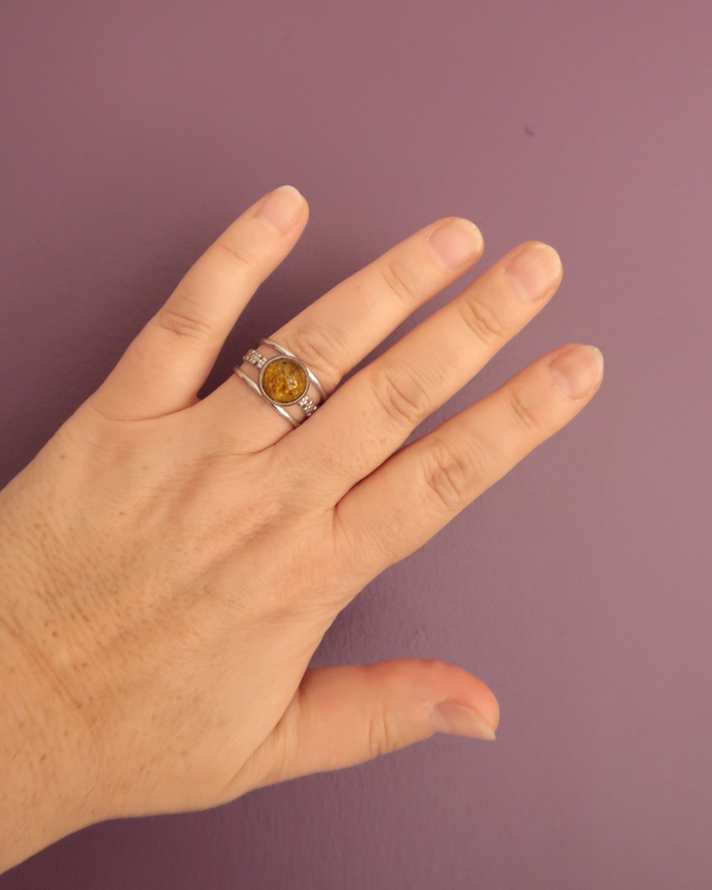 Bague fleurie Eclat d'ambre | BA042