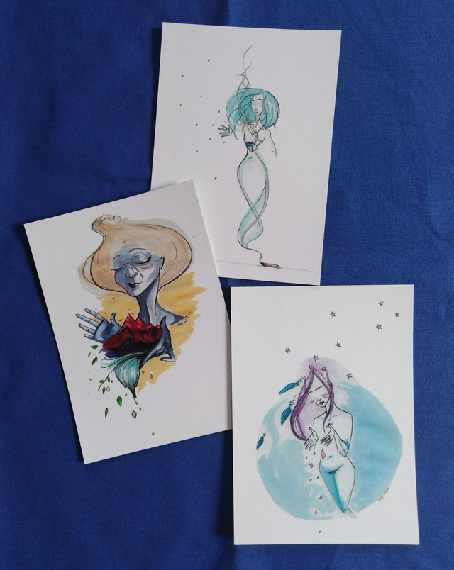 3 cartes postales "Encre"