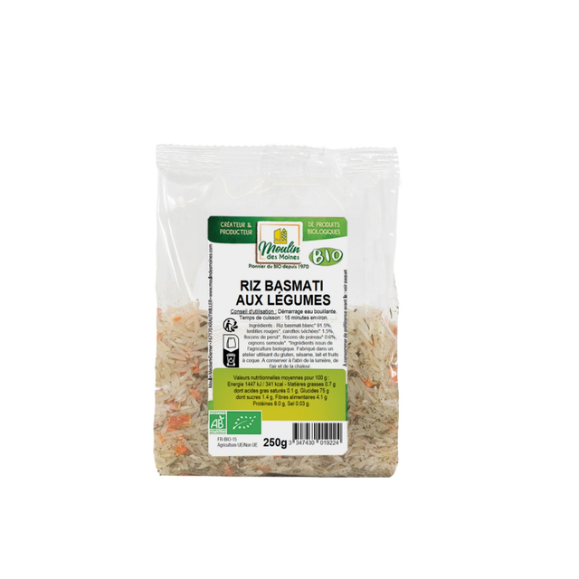Riz basmati aux légumes bio - 250gr