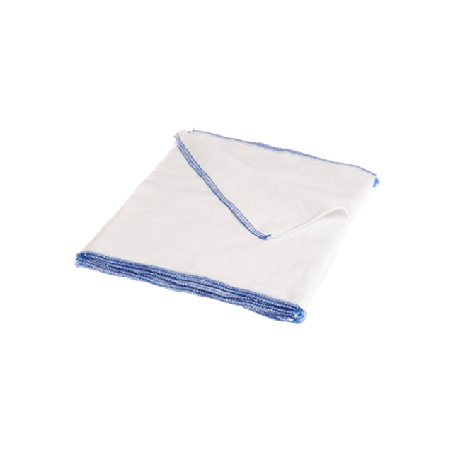 BLEACHED DISHCLOTHS WHITEBLUE SEWN EDGE x10