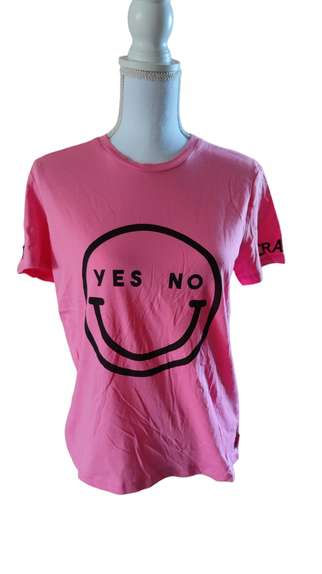 Tee-shirt manches courtes rose smiley taille M (Undiz)