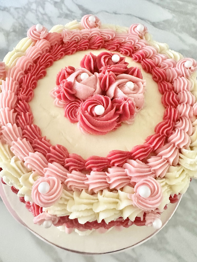 Vintage Red &amp; Pink Birthday cake