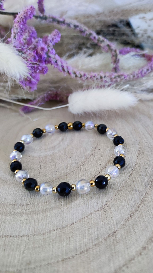 Bracelet "Protection et Pouvoir personnel" Obsidienne facettée