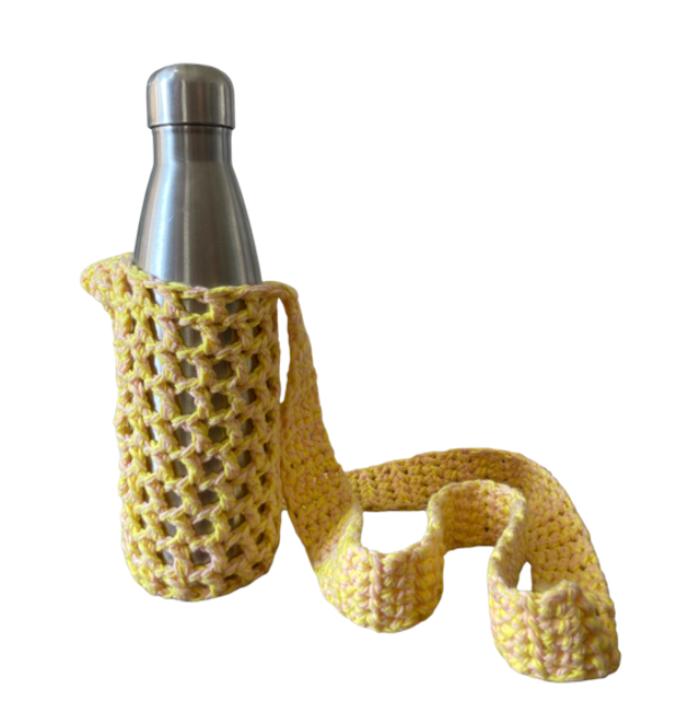 Porte gourde jaune et rose