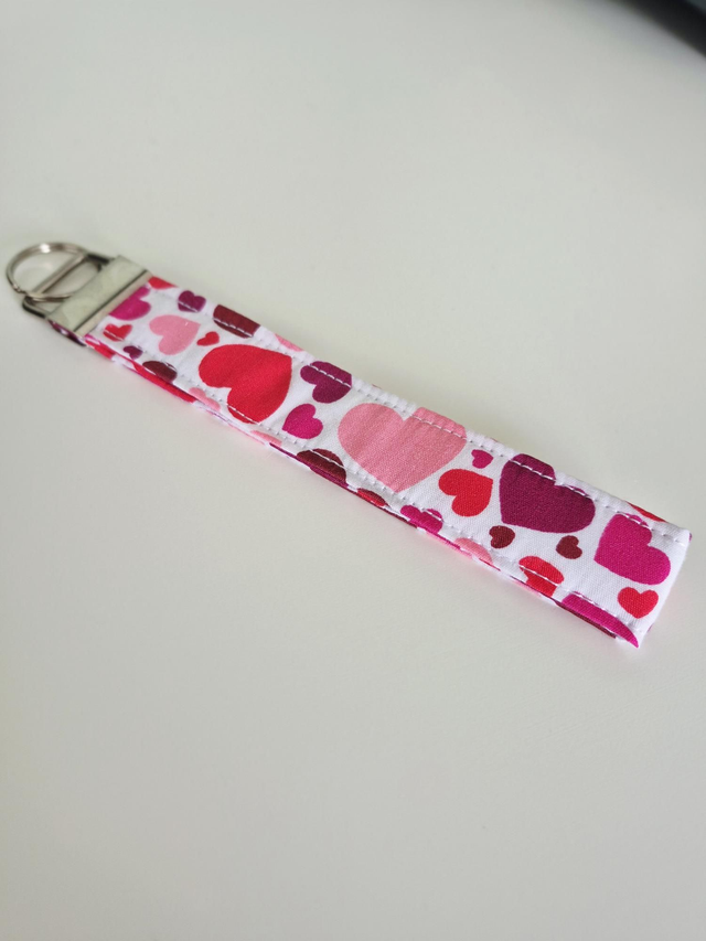 Heart Fabric Wristlet Keyfob Keyring