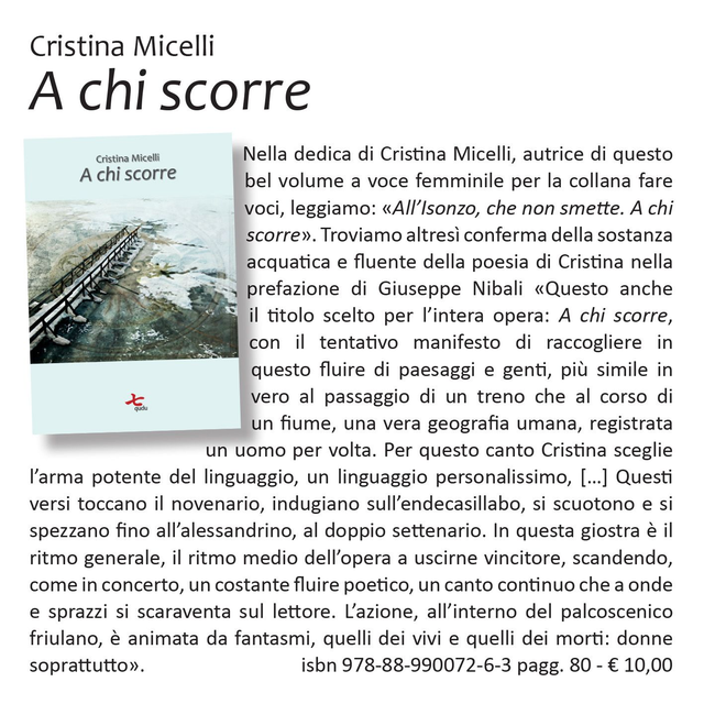 Cristina Micelli, "A chi scorre", qudulibri 2017