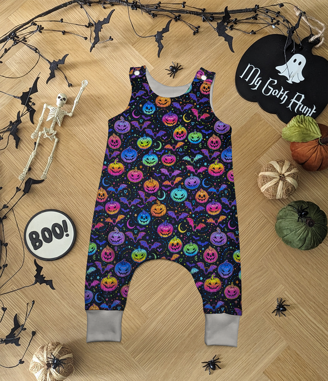 Pumpkin and Bats Childrens Romper