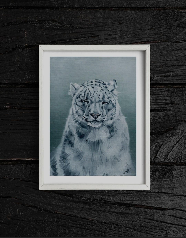 Snow Leopard Print - After an original Oil Painting on Canvas