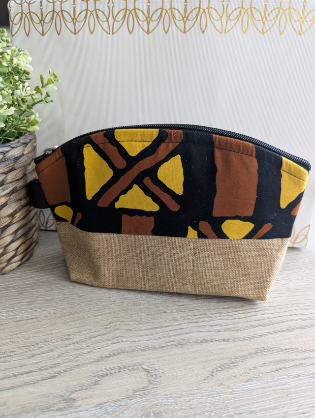 Lot de pochettes en wax et toile de jute