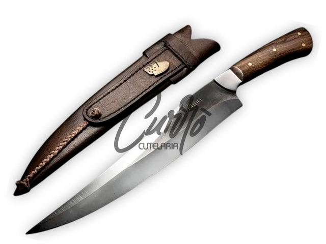 Faca General Elmo Aço Inox com Cabo em Madeira Nobre Churrasco Carne