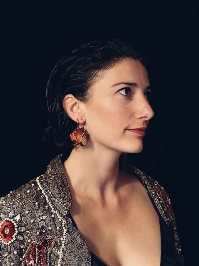 Boucles d&#039;oreilles &quot;Frou-frous&quot; brique, petit modèle