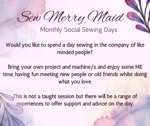 Monthly Sewing Social  Reserve a Seat Deposit