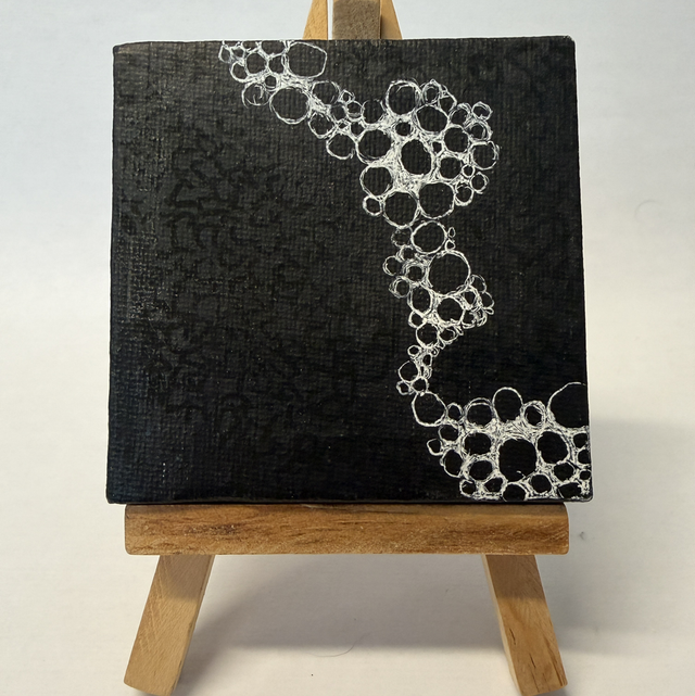 Miniature Abstract black acrylic painting