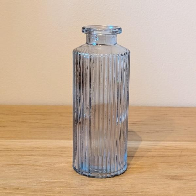 Vase soliflore verre ciselé bleuté