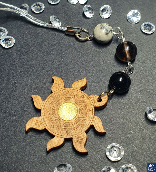 Bijou de téléphone soleil - onyx, améthyste et dolomite