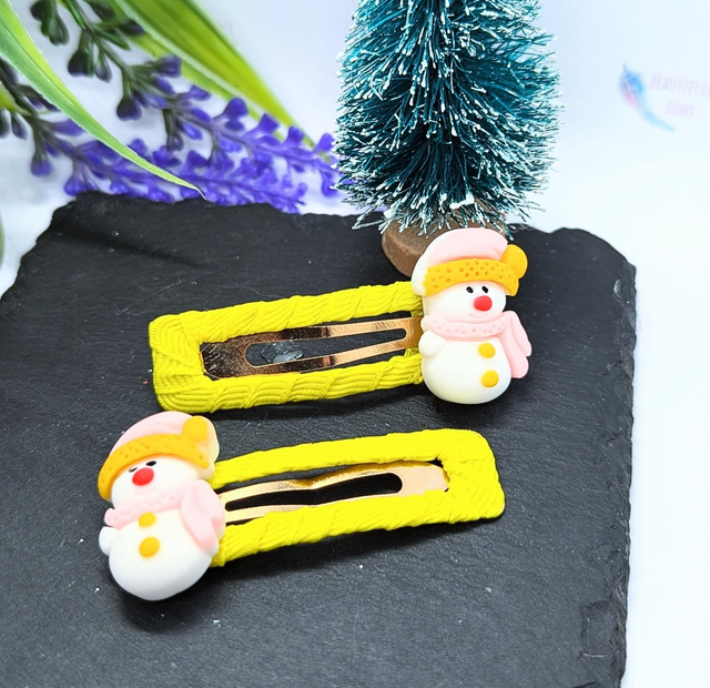 Christmas Snowman Snap Hair Clips 