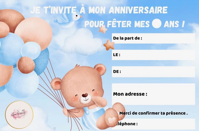 Carte d'invitation "Spécial anniversaire enfant"