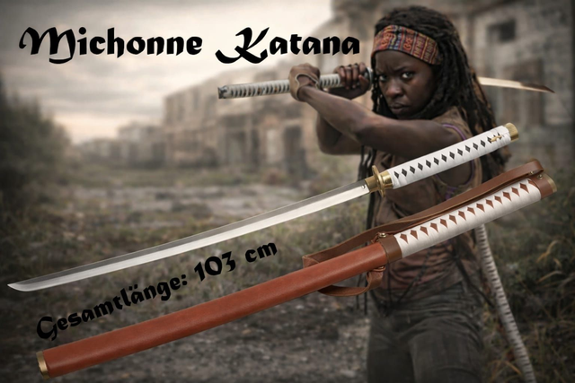 NEU Samurai Katana Schwert Michonne 104cm für Cosplay Sammler Walking Dead Style Merch Deko