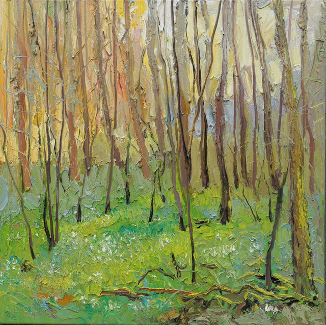„Tanz von Licht und Schatten“ Öl auf Leinwand, 80 × 80 cm., 2025