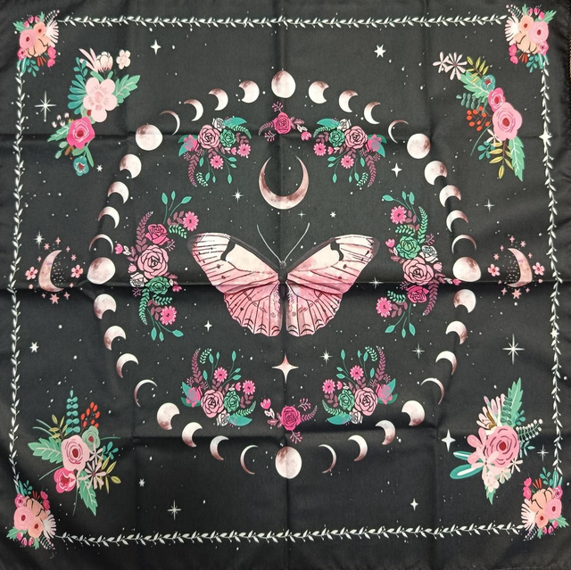Tapis de Tarot &amp; Oracle Papillon Rose – Tissu 48 x 48 cm