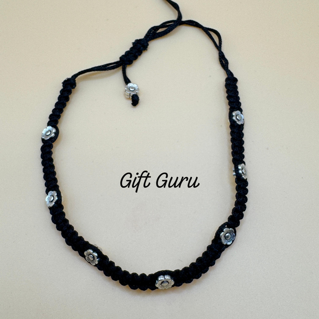 Black thread adjustable anklet