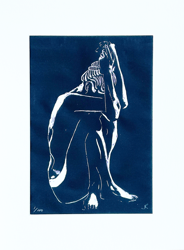 Sitting Nude (Original Limited Edition. Lino Print)