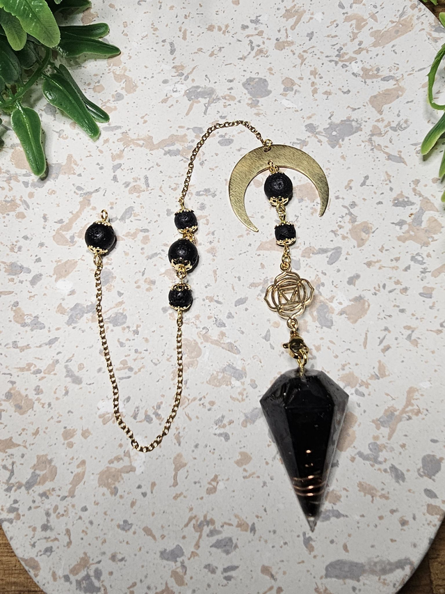 pendule de radiesthésie en pierre naturelle de Tourmaline noire 