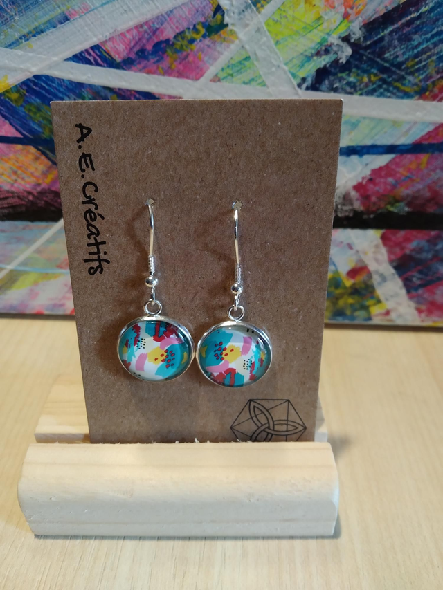 Boucles D&#039;oreilles Cabochons Couleurs 