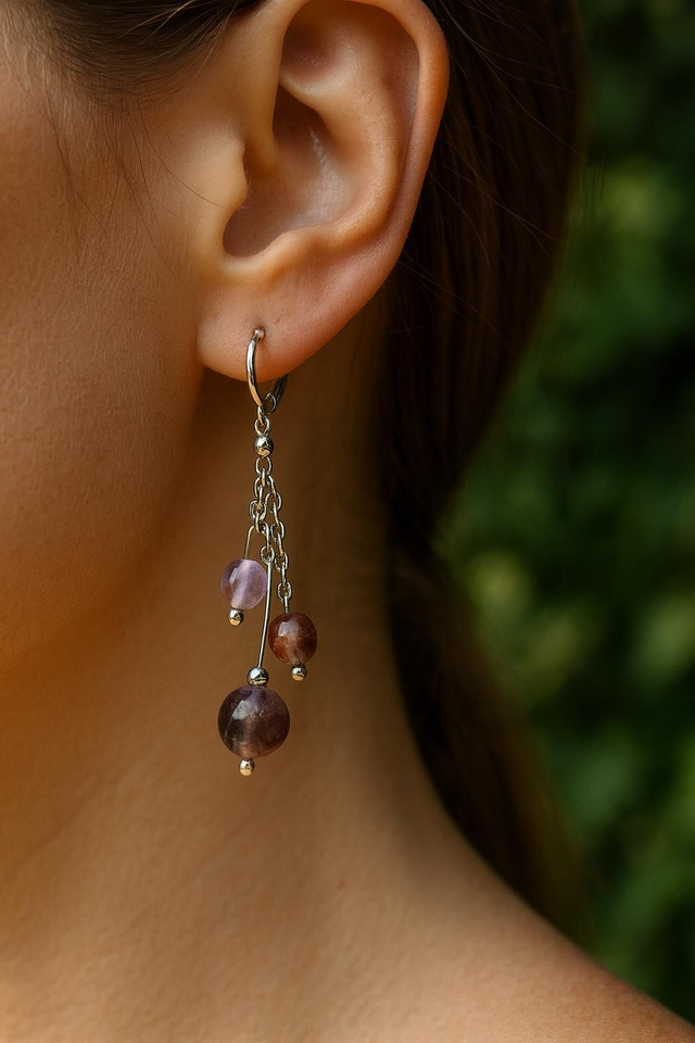 Boucles d'oreilles Améthyste fantôme