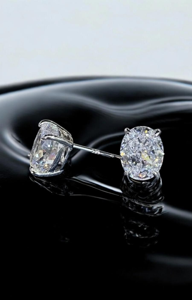 Boucles d'Oreilles Ovales Scintillantes en Argent Sterling 925