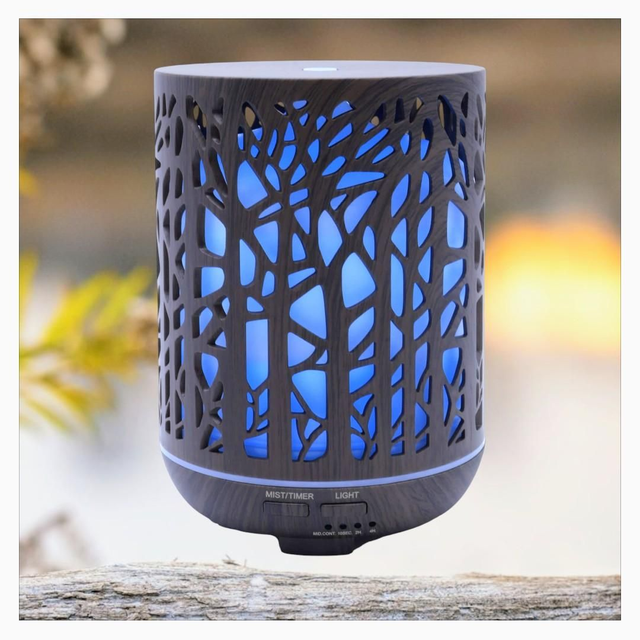 "Cylindre noir forêt" - Diffuseur huiles essentielles 17 cm