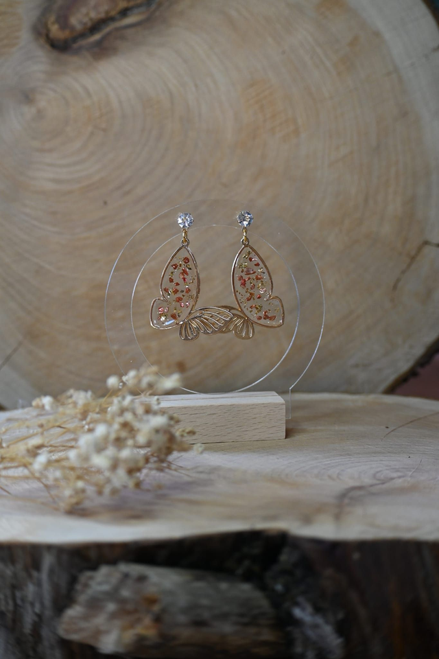 🦋Papill’Or 🦋Boucles d’oreilles en Résine UV - Bronze ✨
