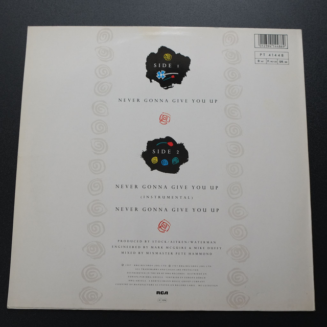 RICK ASTLEY - Never gonna give you up - Allemagne 1987 - Audio: NM - RCA PT 41 448