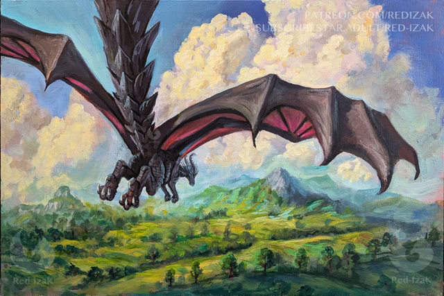 Framed acrylic painting "His land"