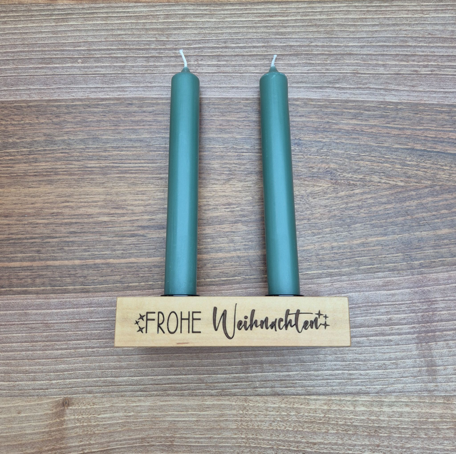 2er Stabkerzenhalter, FROHE Weihnachten