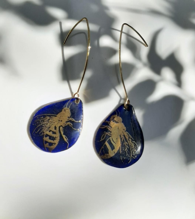 Boucles d&#039;oreilles gouttes abeilles 