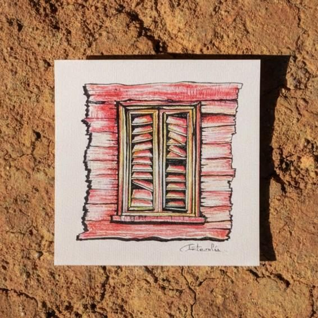 Carte postale carrée 15x15 - jalousie #7 case créole - Martinique