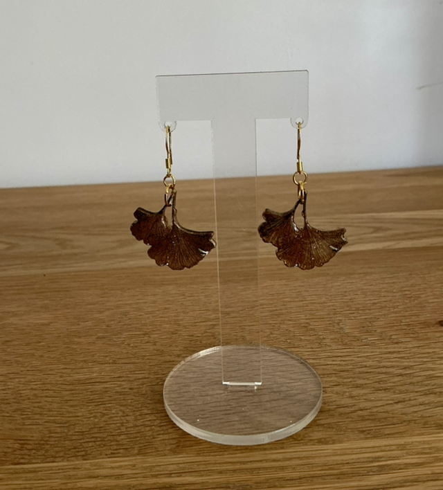 Boucles d oreilles feuilles de GINKGO BILOBA 