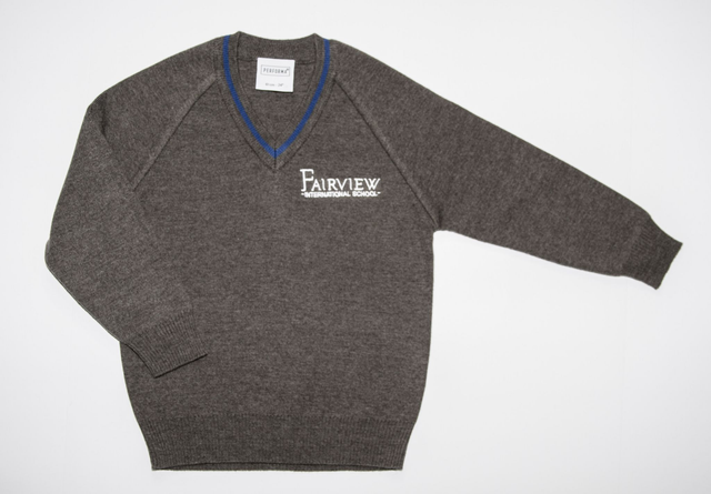 Jumper V-Neck Grey with Royal