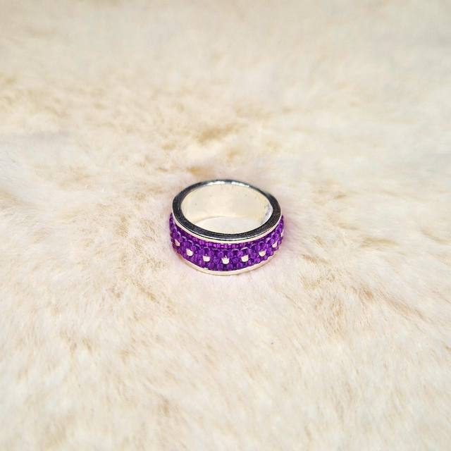 Bague violette et argenté 52
