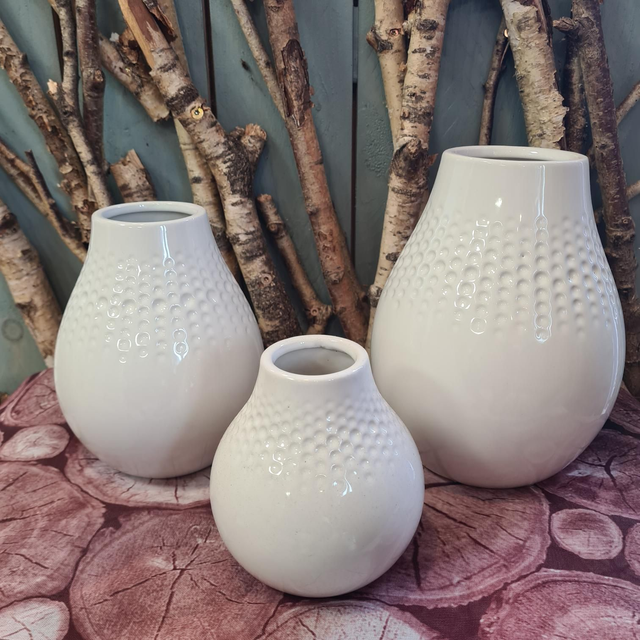 GILDE Vase glasiert, weiss