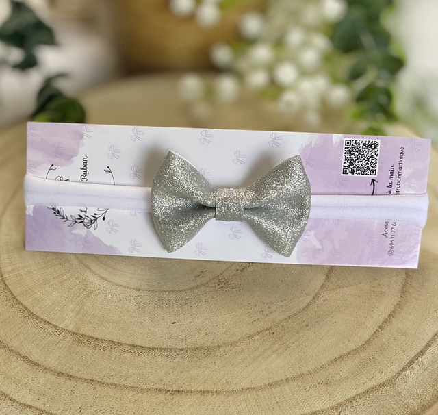 Bandeau bébé pailleté argent 