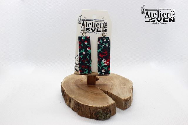 Boucles d&#039;Oreilles Tissu - Rectangulaire