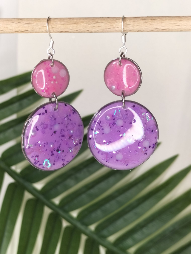 Boucles scintillantes violettes et roses
