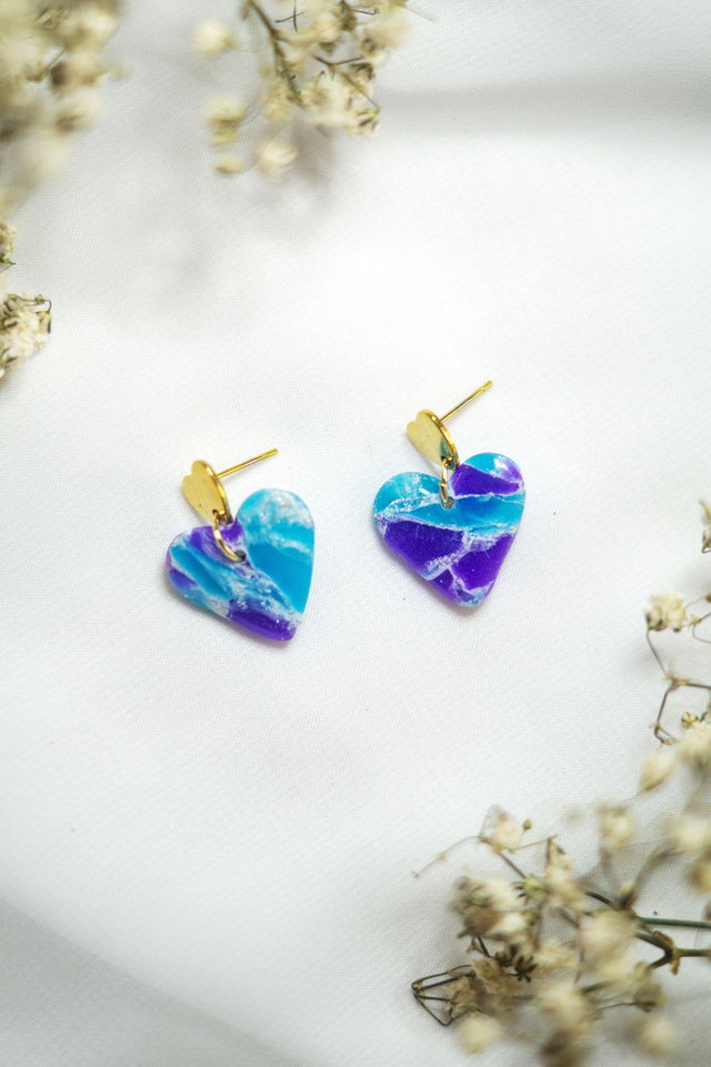 Coloris sirène - Boucles Coeur 